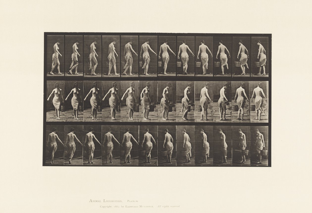 Tallerken 50. Går, bærer en bøtte av Eadweard Muybridge