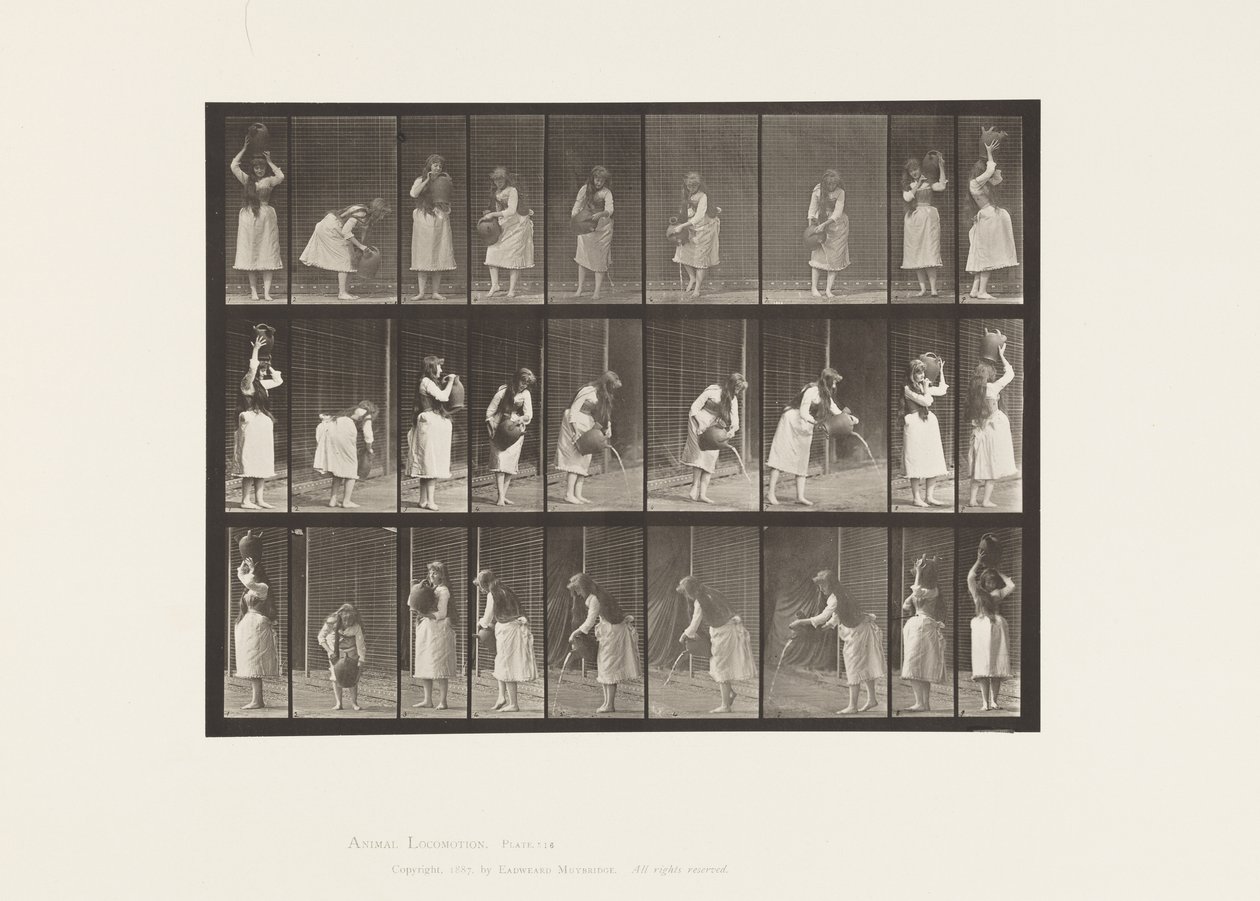 Tallerken 516. Diverse bevegelser med vannkrukke av Eadweard Muybridge