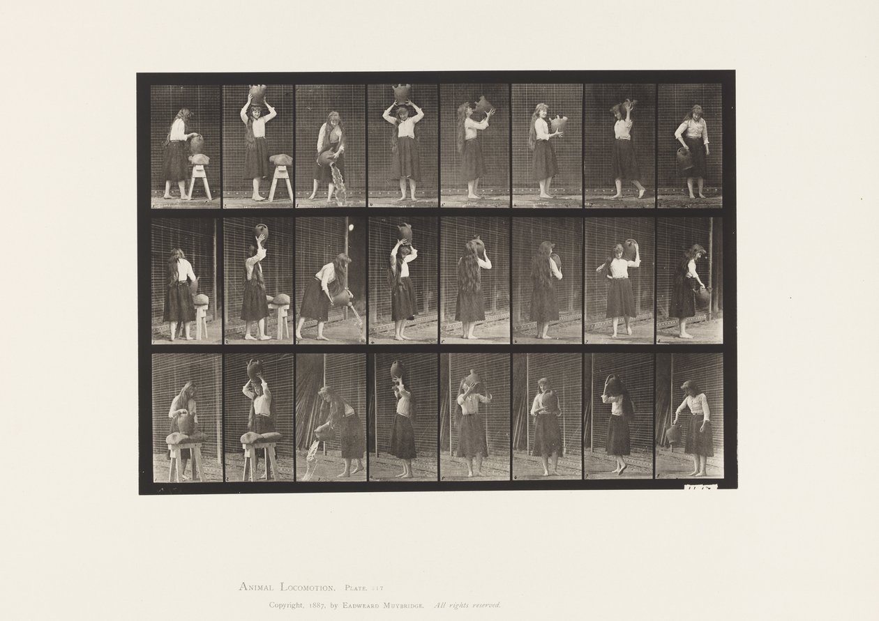 Tallerken 517. Diverse bevegelser med vannkrukke av Eadweard Muybridge