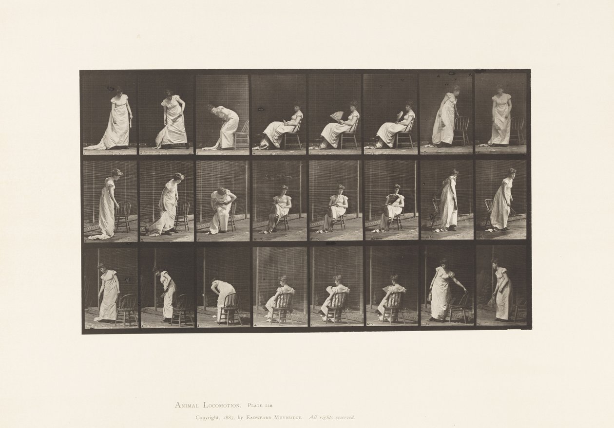 Plate 518.Sittende ned, reiser seg, etc., 1885 av Eadweard Muybridge