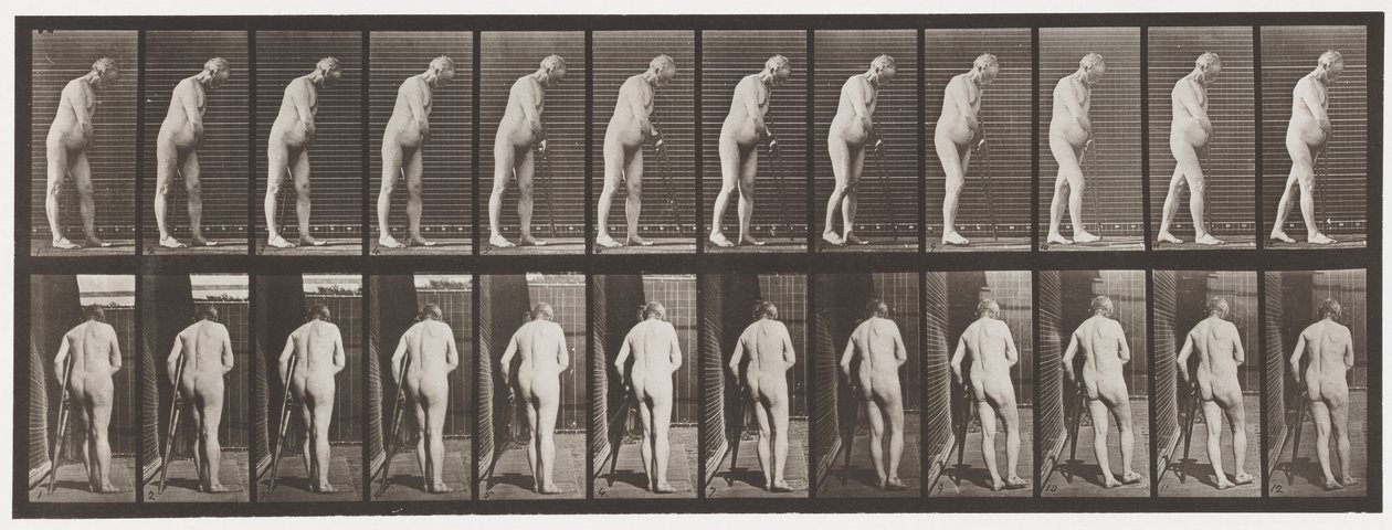 Plate 547.Hemiplegi; Walking with Crutch, 1885 av Eadweard Muybridge