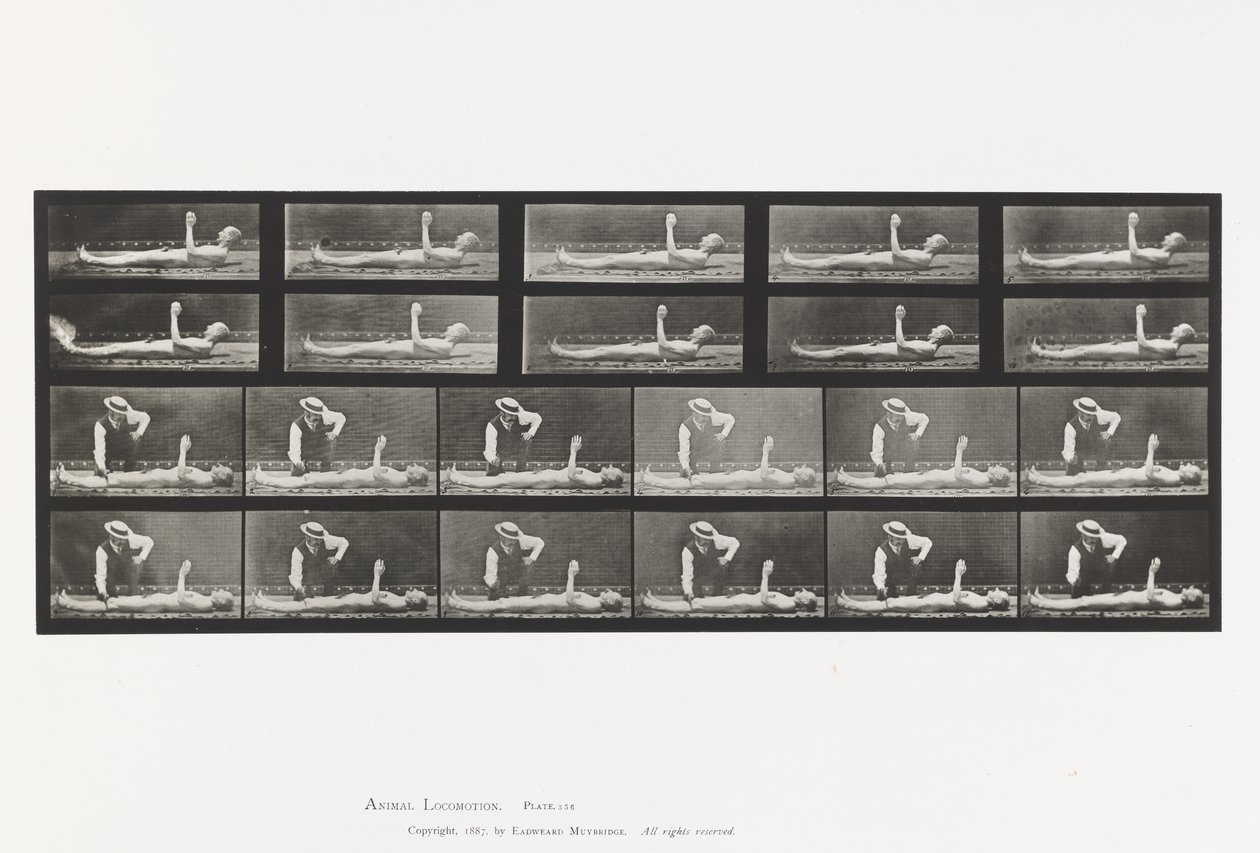 Plate 556.Local Chorea; A, B, mens du ligger av Eadweard Muybridge