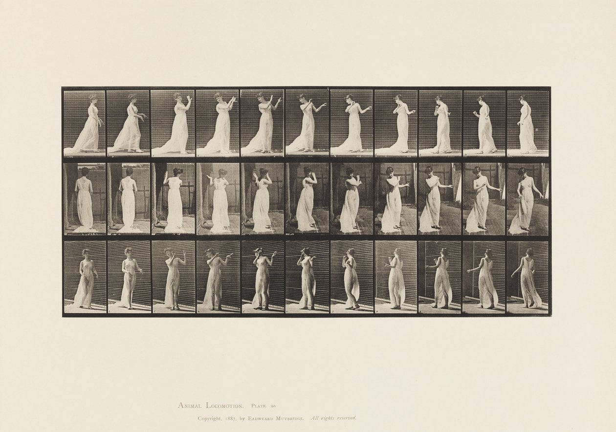 Plate 55. Walking, Turning Around, Action of Aversion, 1885 av Eadweard Muybridge