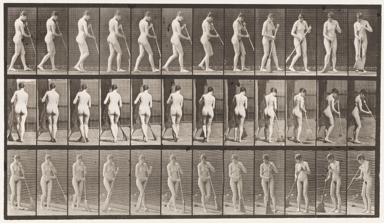 Plate 58. Å gå, snu seg og feie gulvet av Eadweard Muybridge