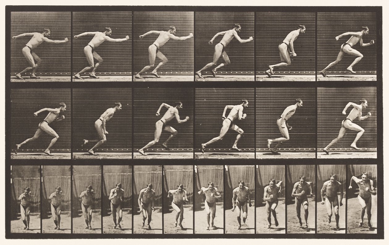 Plate 59. Starter for en løpetur (sko) av Eadweard Muybridge
