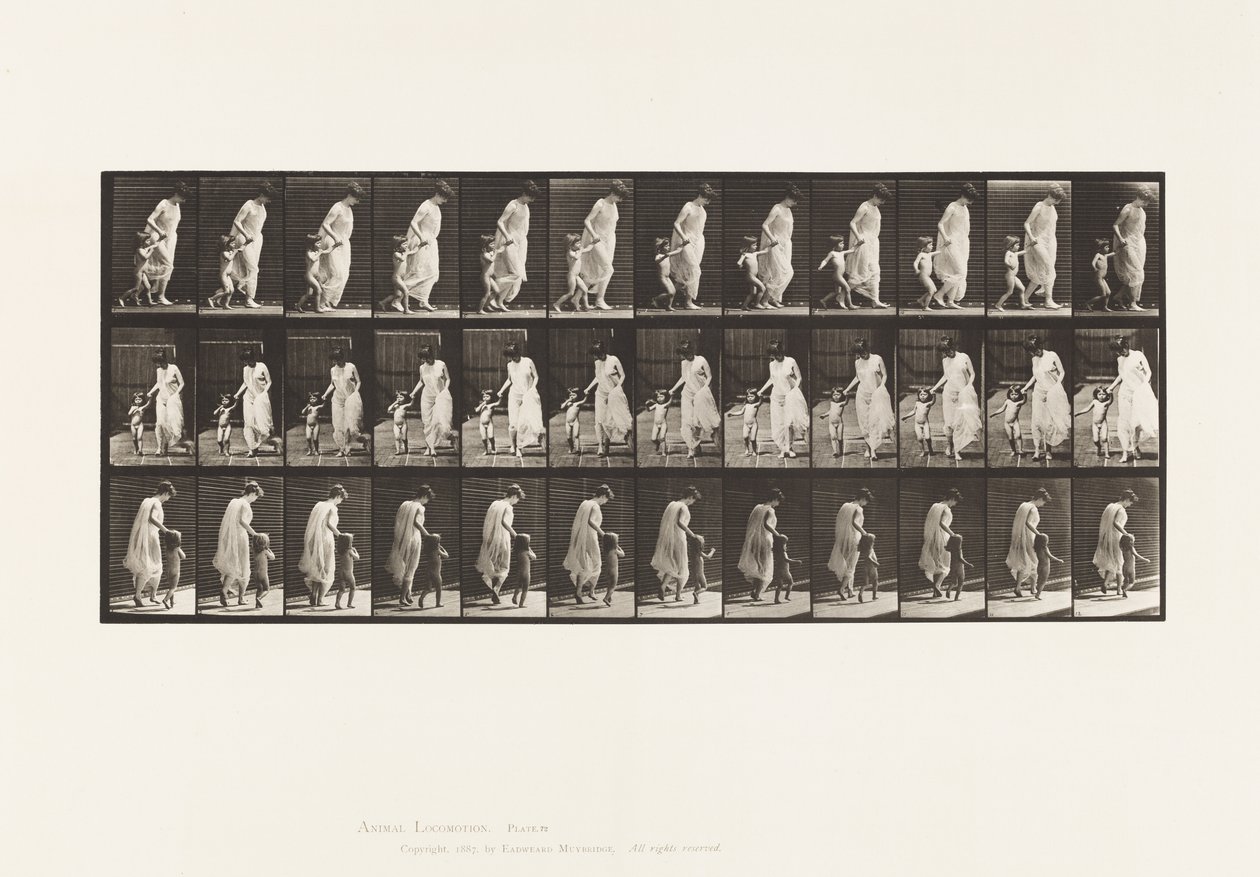 Plate 72. Løpende, ledende barn (70) i hånden av Eadweard Muybridge