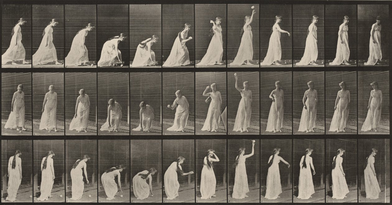 Tavle nummer 306. Å plukke opp en ball og kaste den av Eadweard Muybridge