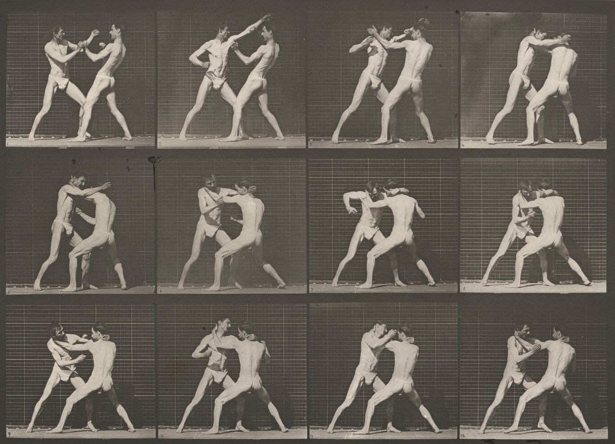 Tavle nummer 340. Boksing, åpen hånd av Eadweard Muybridge