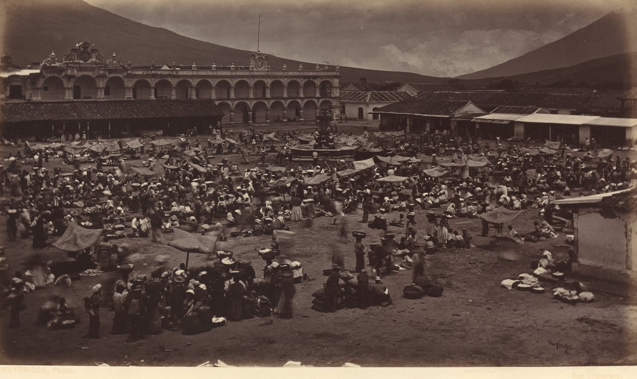 Plaza og visekongens palass-Antigua de Guatemala av Eadweard Muybridge
