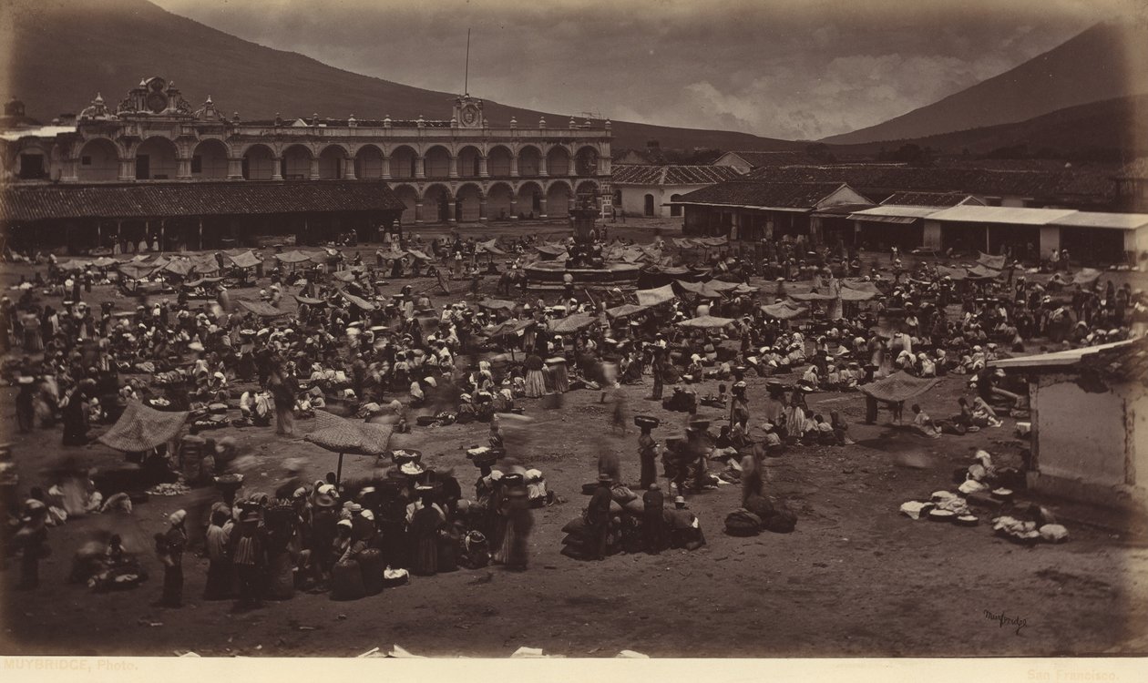 Plass og visekongens palass, Antigua Guatemala av Eadweard Muybridge