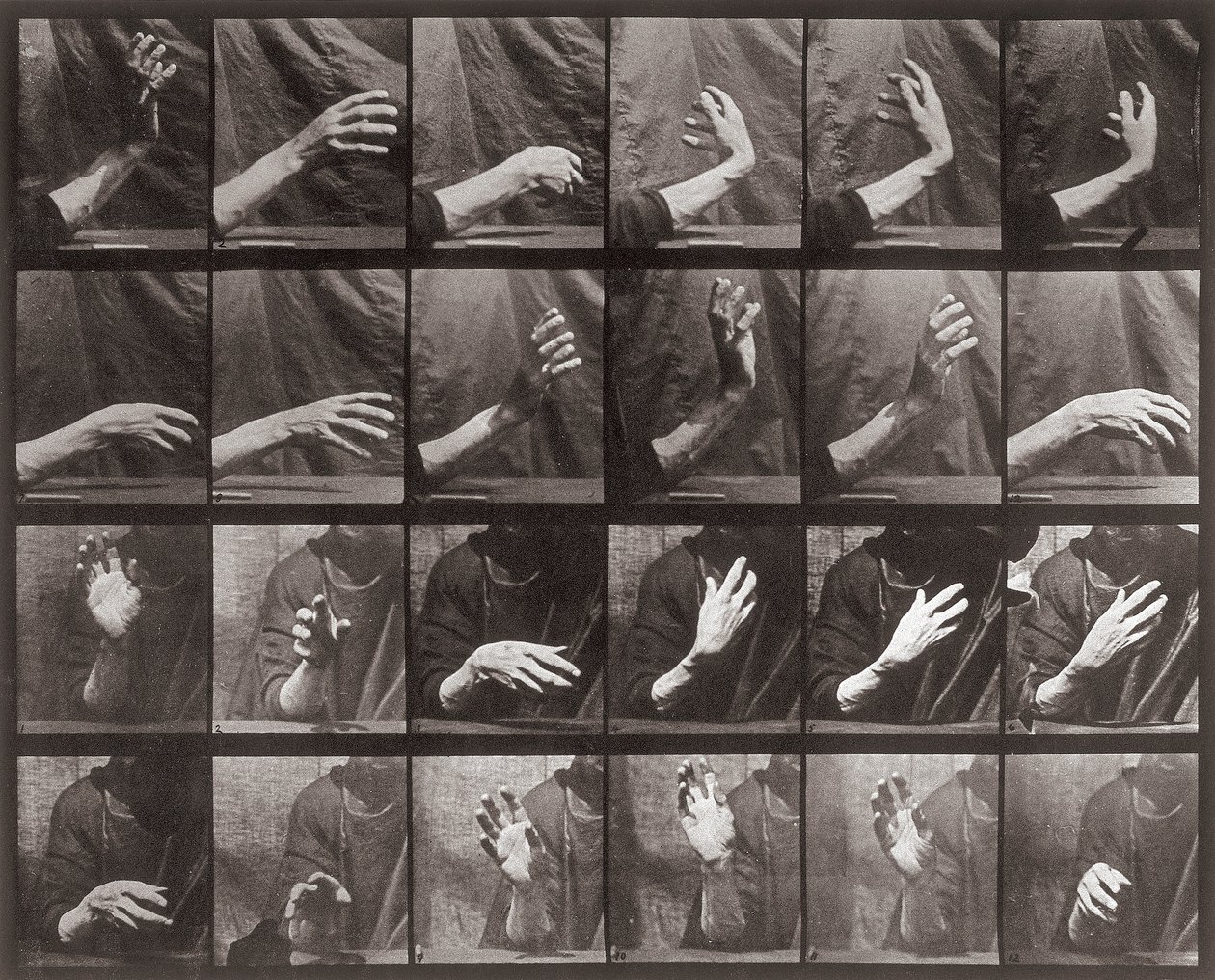 Sekvens med håndbevegelse, plate 535 fra Animal Locomotion (kollotype) av Eadweard Muybridge