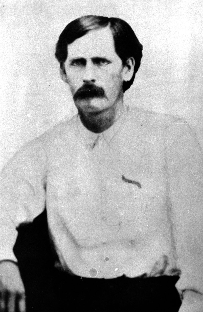 Wyatt Earp i tjueårene, fra en tintype tatt i Dodge City, Kansas, ca. 1868-78 (bw-bilde) av Eagan