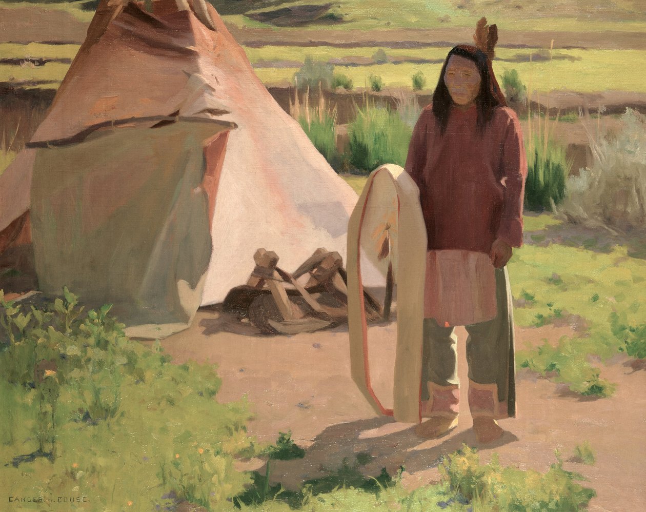 Klikitat Warrior, ca. 1898 (olje på lerret) av Eanger Irving Couse