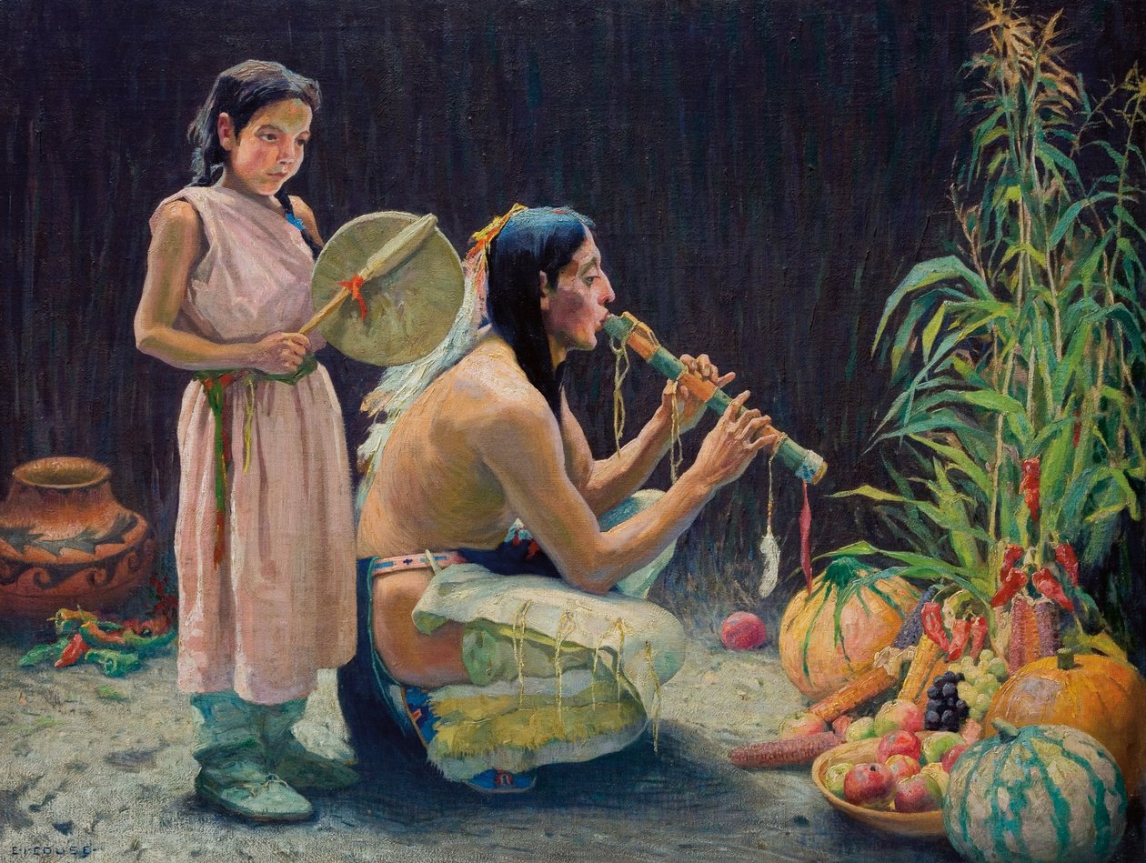 The Harvest Song, ca. 1920 (olje på lerret) av Eanger Irving Couse