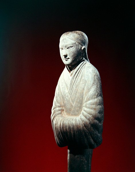 Detalj av en gravfigur, muligens fra Shensi-provinsen (lertøy) av Eastern Han Dynasty Chinese School