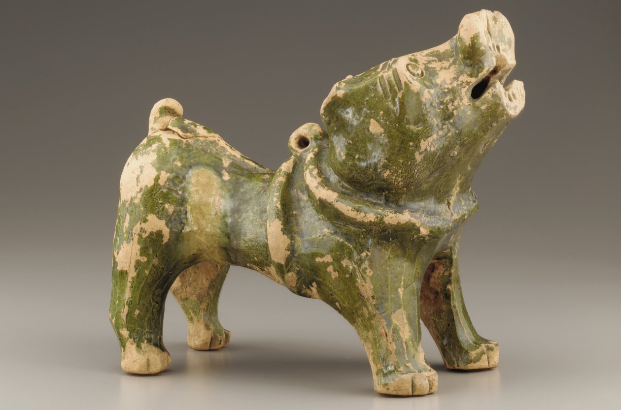 Gravfigur av en bjeffende hund, tidlig på 1.-tidlig 3. århundre (keramikk) av Eastern Han Dynasty Chinese School