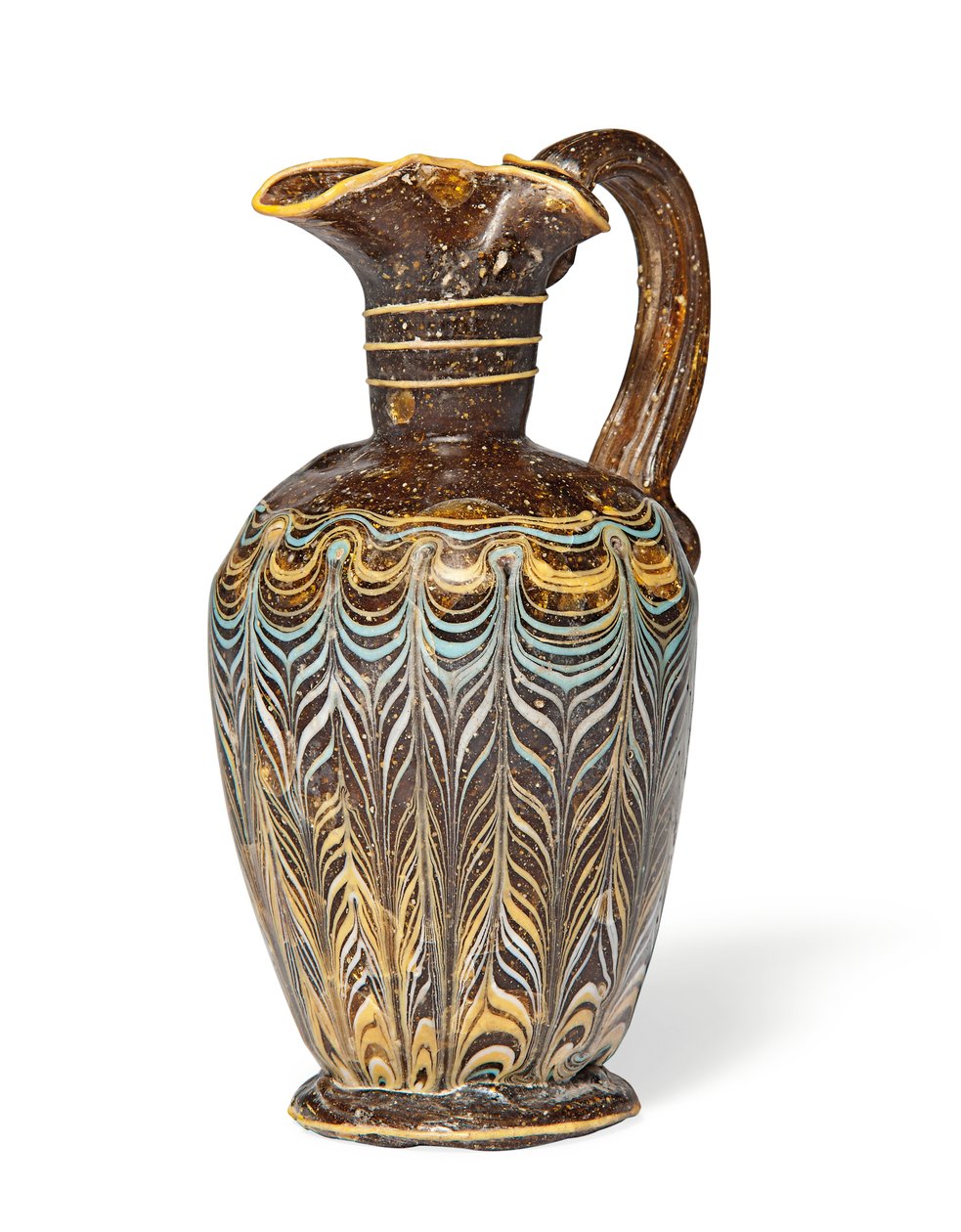 Gresk kjerneformet oenocho, ca. 2.-1. århundre f.Kr. (malt glass) av Eastern Mediterranean School