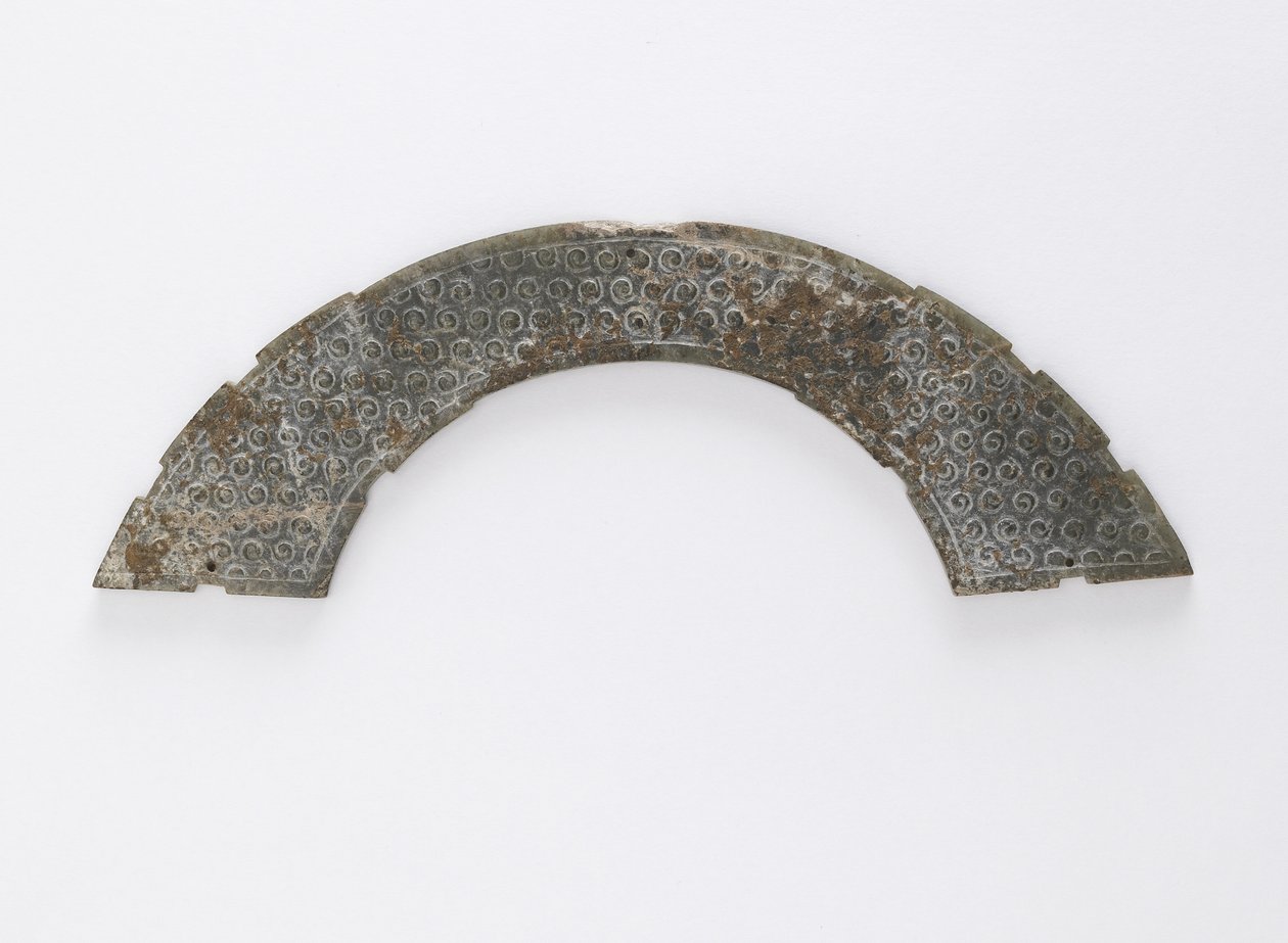 Tynn plakett skåret i sirkelbue, av typen huang, Changsha, Hunan-provinsen, 4.-3. århundre f.Kr. (jade) av Eastern Zhou Dynasty Chinese School