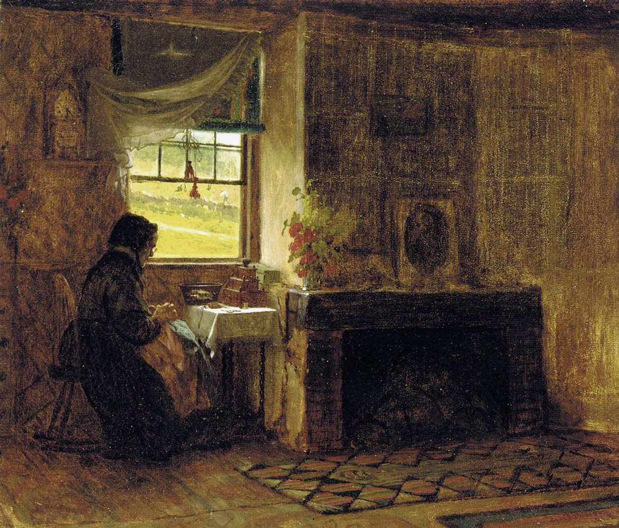 Interiør i et våningshus, Maine, 1865 av Eastman Johnson