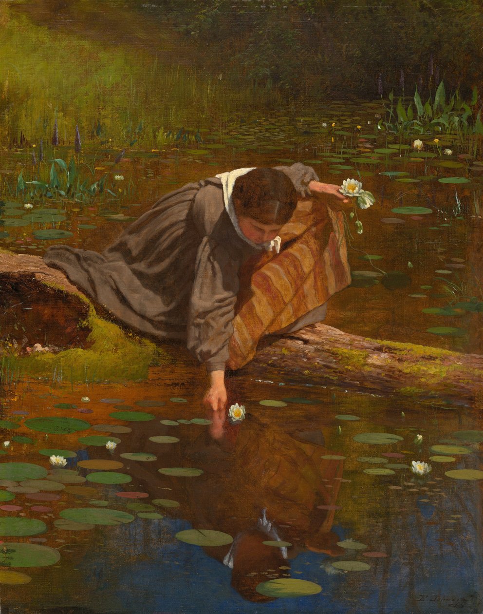 Samler liljer, 1865. av Eastman Johnson