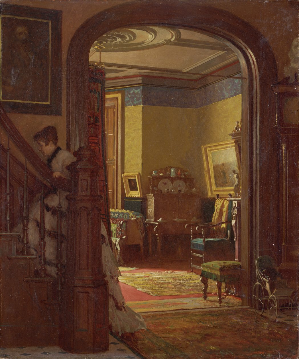 Not at Home, ca. 1873 (olje på papp) av Eastman Johnson