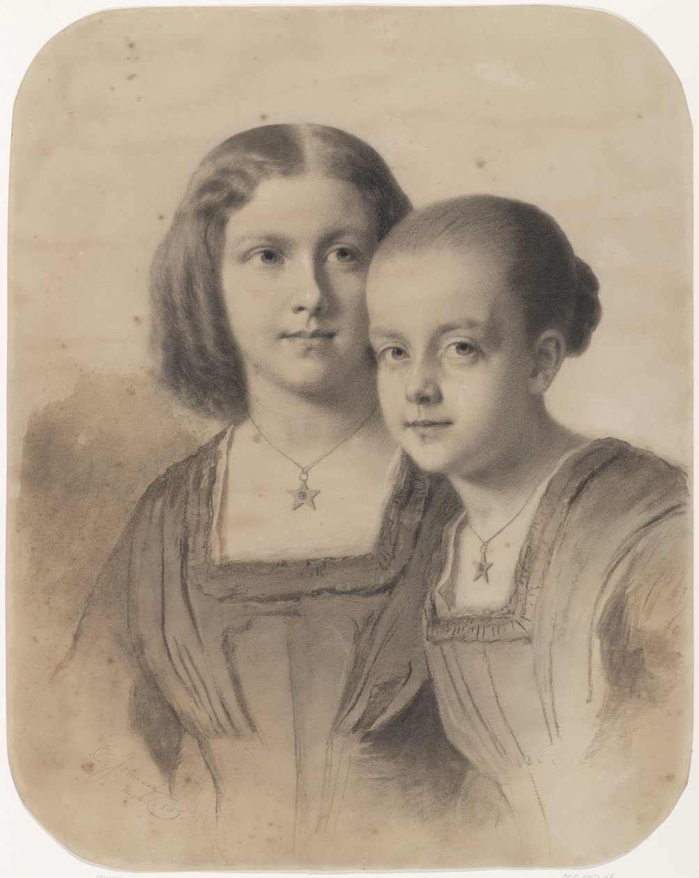 Portrett av Woltera Geertruida, grevinne av Limburg Stirum og grevinne Frederika Augusta av Eastman Johnson