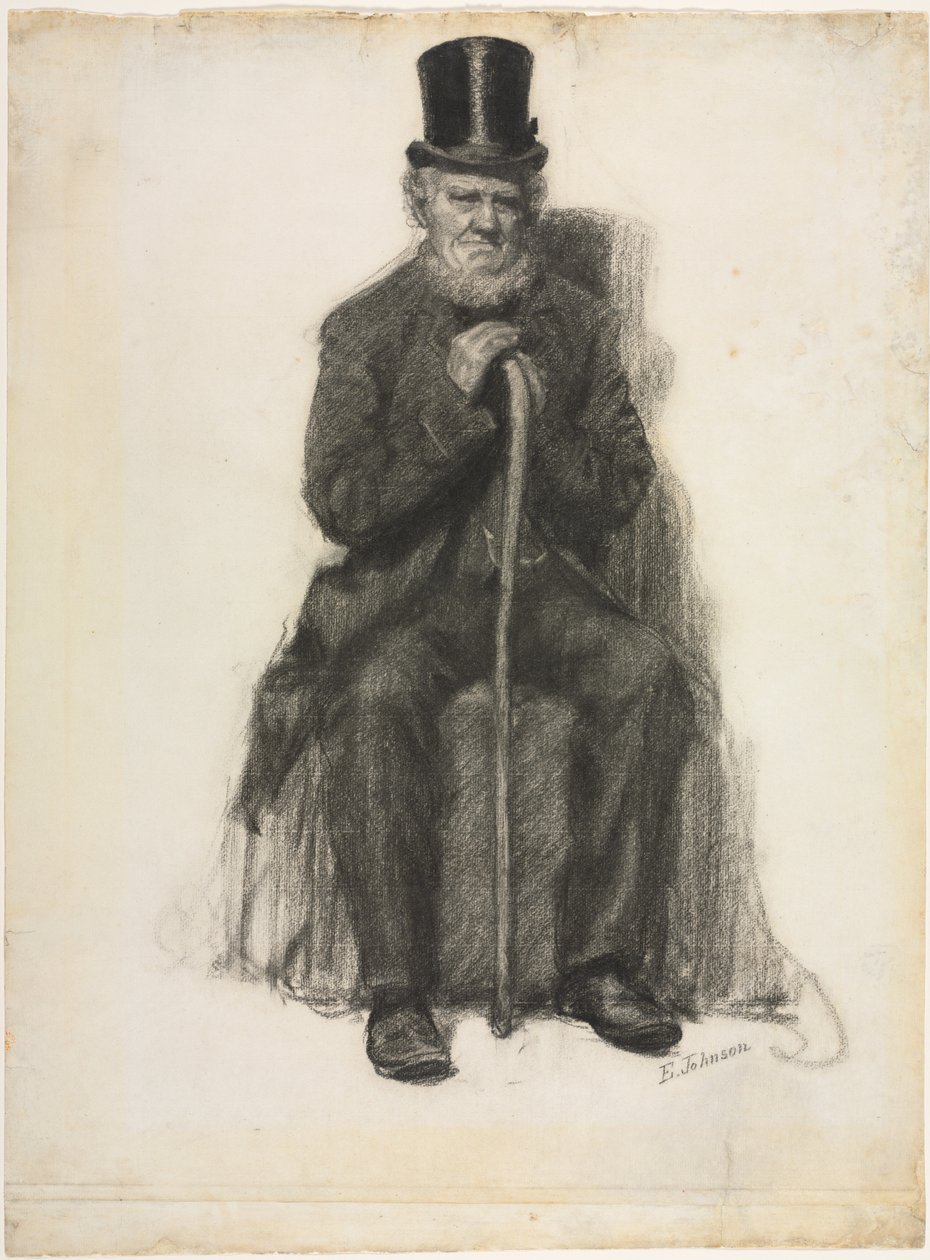 Studie av en gammel mann muligens en studie for portrett av Peter Folger, ca. 1886. av Eastman Johnson