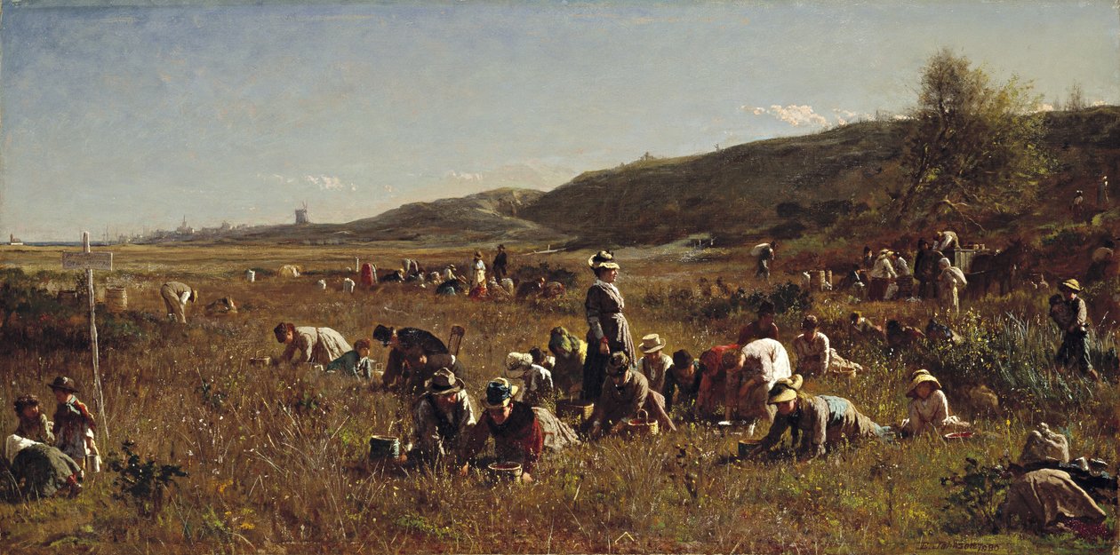 Tranebærhøsten. Island of Nantucket, 1880 av Eastman Johnson