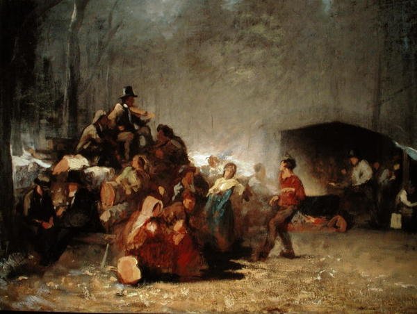 Festen i Maple Sugar Camp, ca. 1861-66 (olje på lerret) av Eastman Johnson