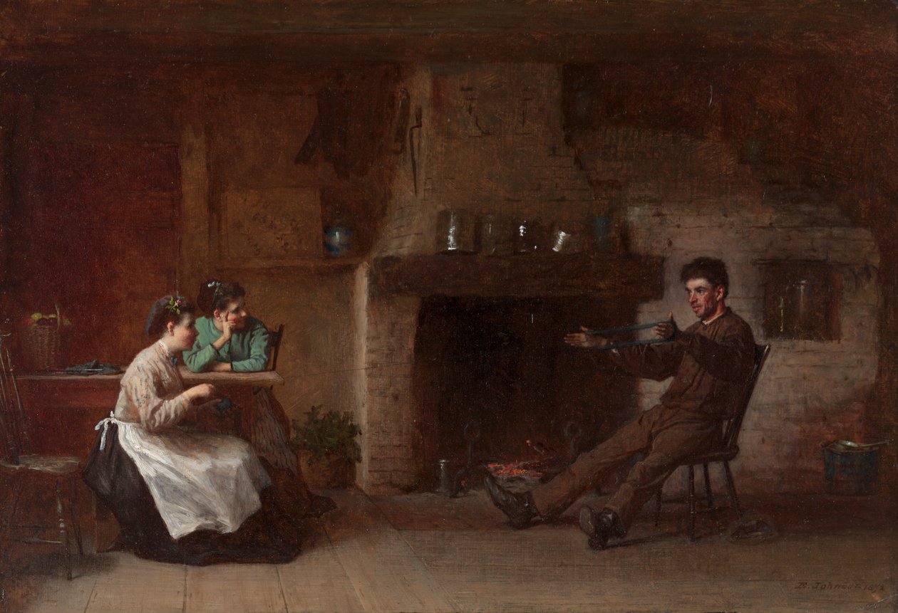 Viklegarn (interiør i et Nantucket-kjøkken) av Eastman Johnson