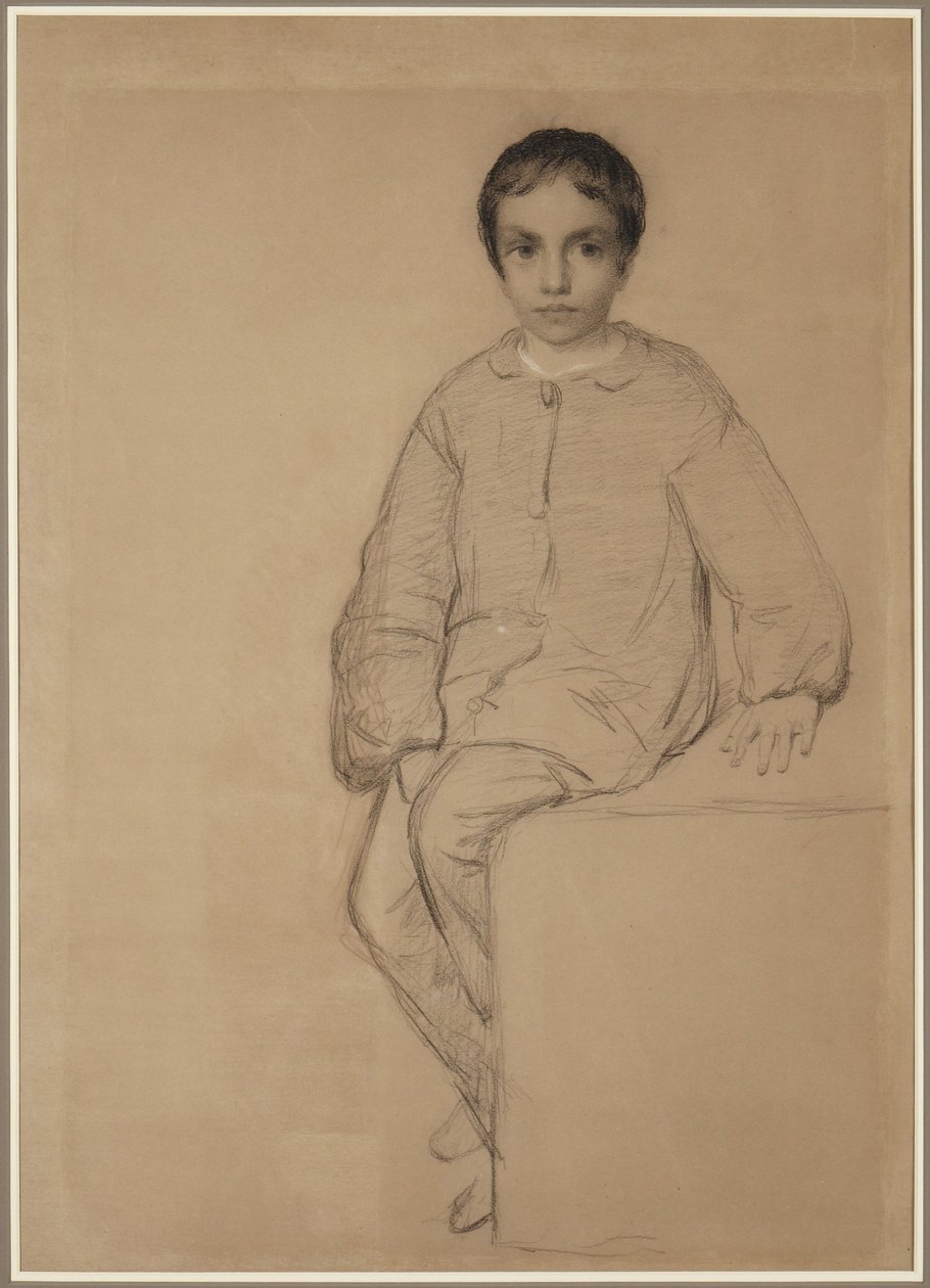Sittende ung gutt av Eastman Johnson