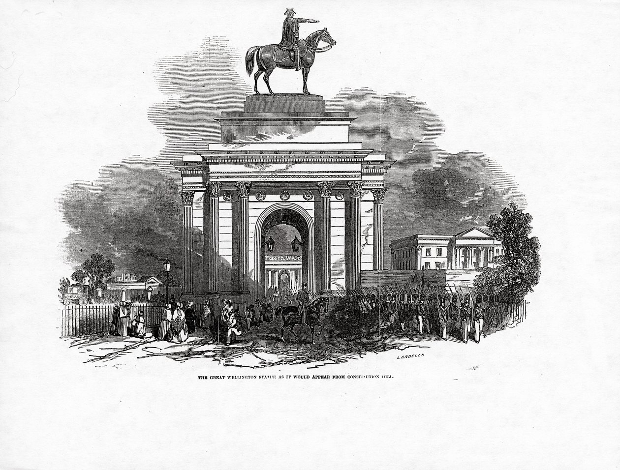 The Great Wellington Statue slik den ser ut fra Constitution Hill, publisert i 