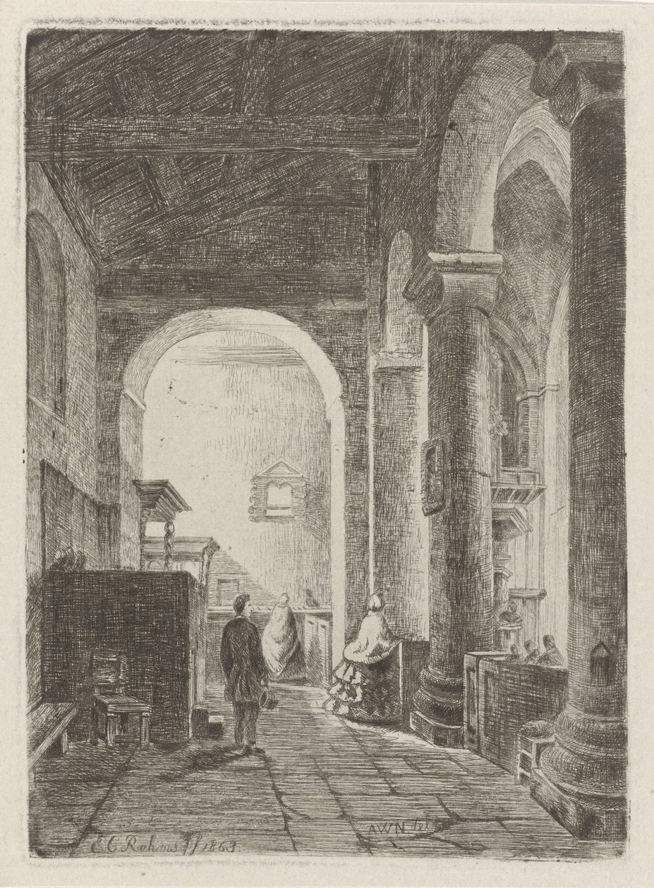 Interiør i en kirke av Eberhard Cornelis Rahms