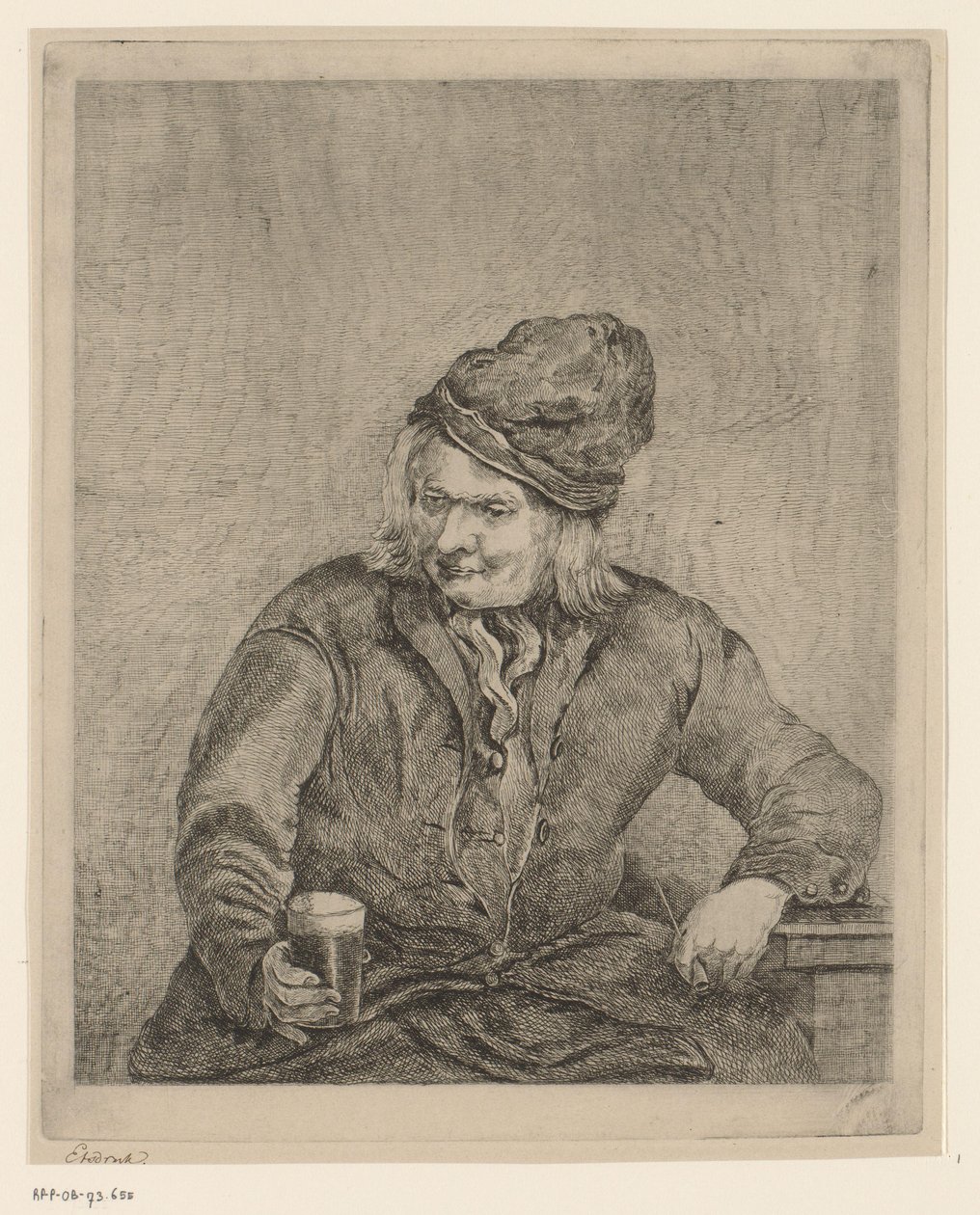 Gammel mann med glass og pipe i hånden av Eberhard Cornelis Rahms
