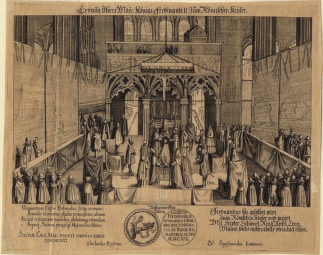 Kroningen av kong Ferdinand II som romersk keiser. 1619 av Eberhard Kieser
