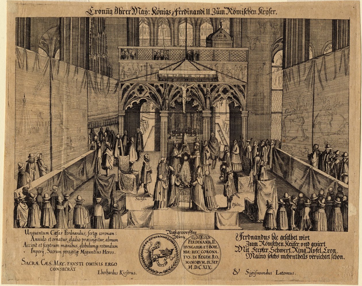Ferdinand II keiser av romerne (1578-1637) - Kroningen av kong Ferdinand II som den hellige romerske keiseren av Eberhard Kieser