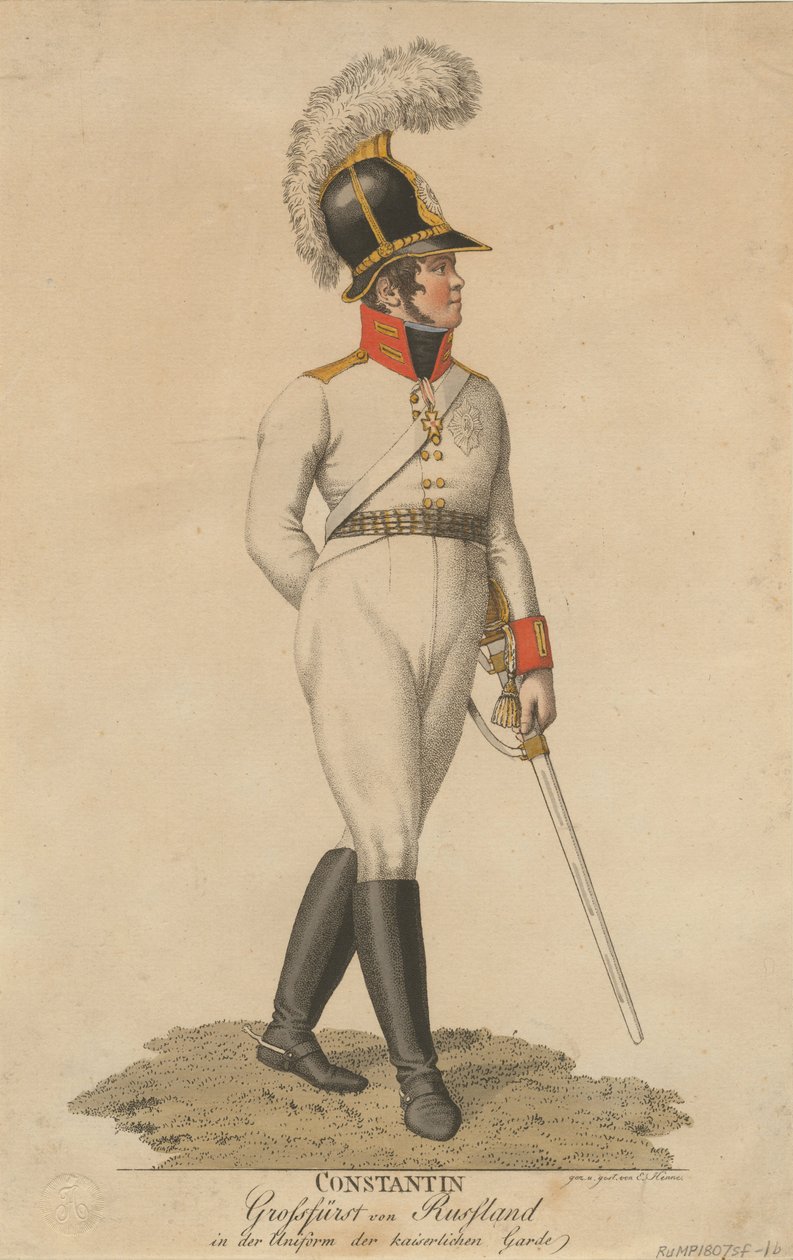 Portrett av storhertug Konstantin Pavlovich av Russland 1779-1831, 1807 av Eberhard Siegfried Henne
