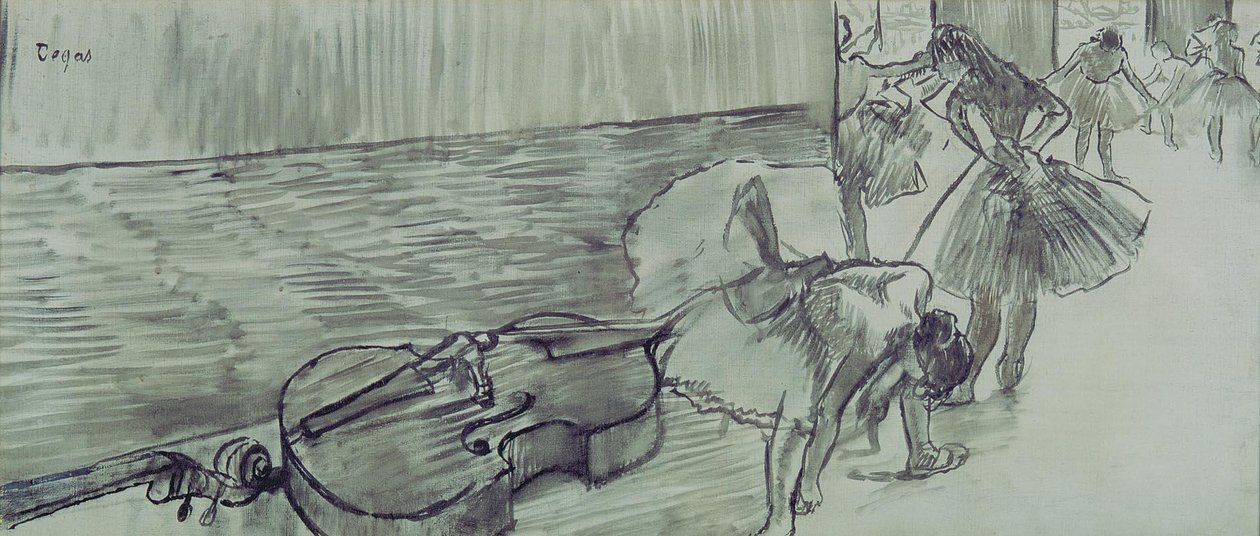 Forberedelser til Ballet La ContrabajonEspanol: Preparativos de Ballet El Contrabajon av Edgar Degas