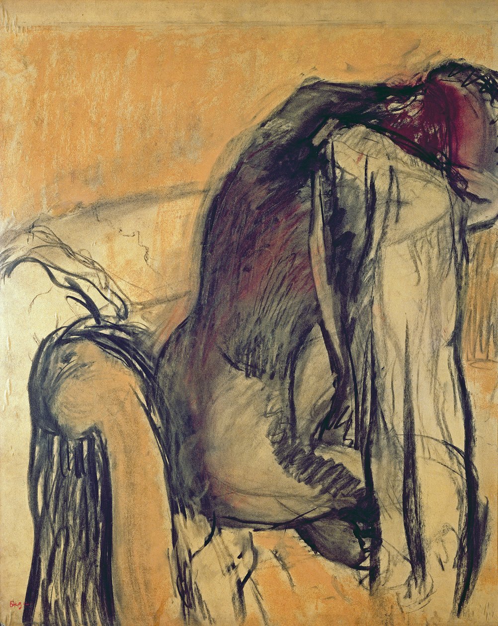 Etter badet, 1905-7, (gouache) av Edgar Degas