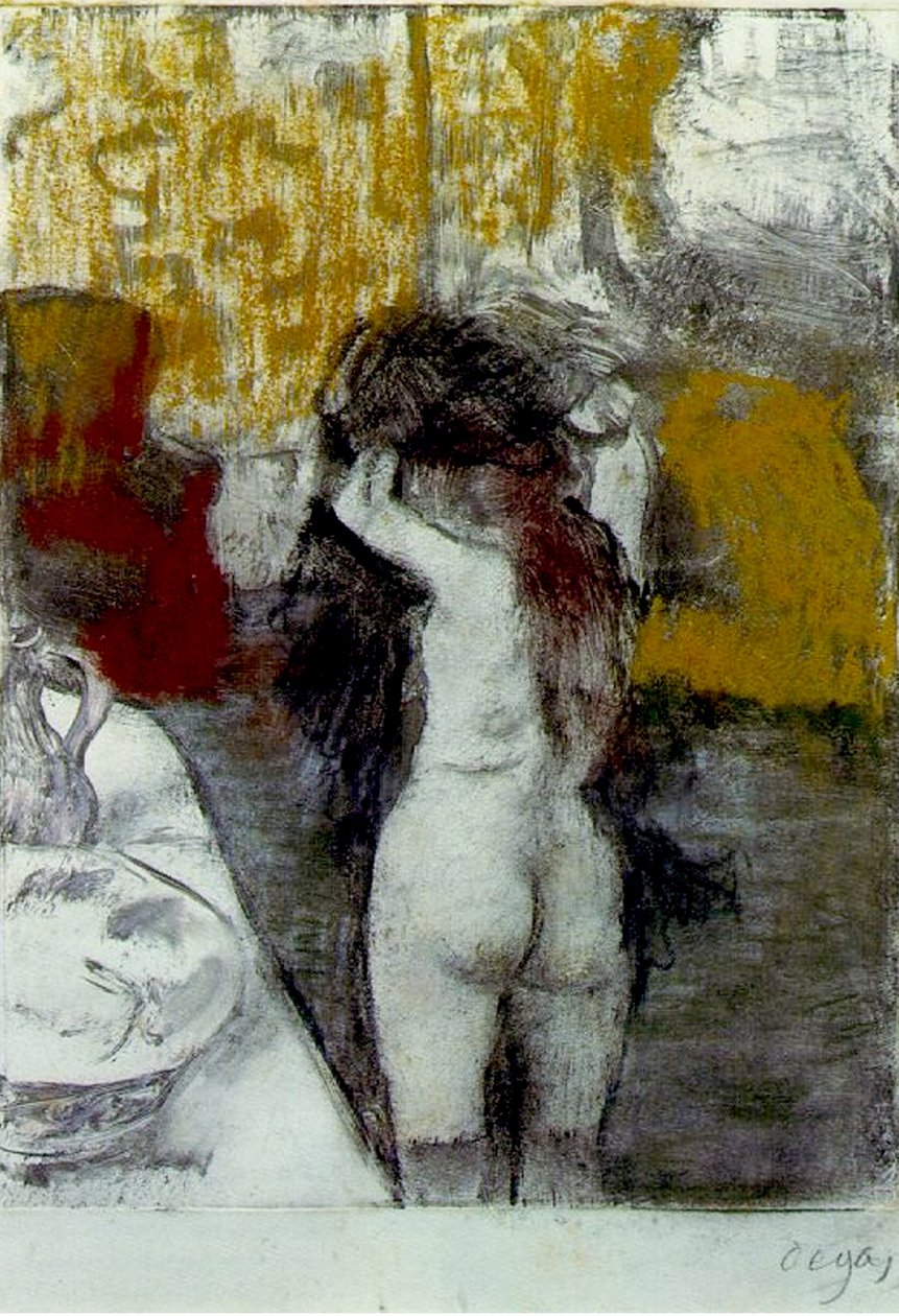 Badende ved vannet, ca. 1903 (pastell og svart kritt på papir om bord) av Edgar Degas