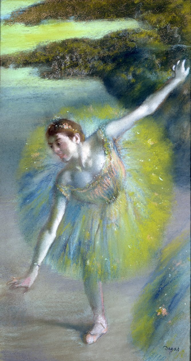 Le pas sur la scene (pastell på papir) av Edgar Degas