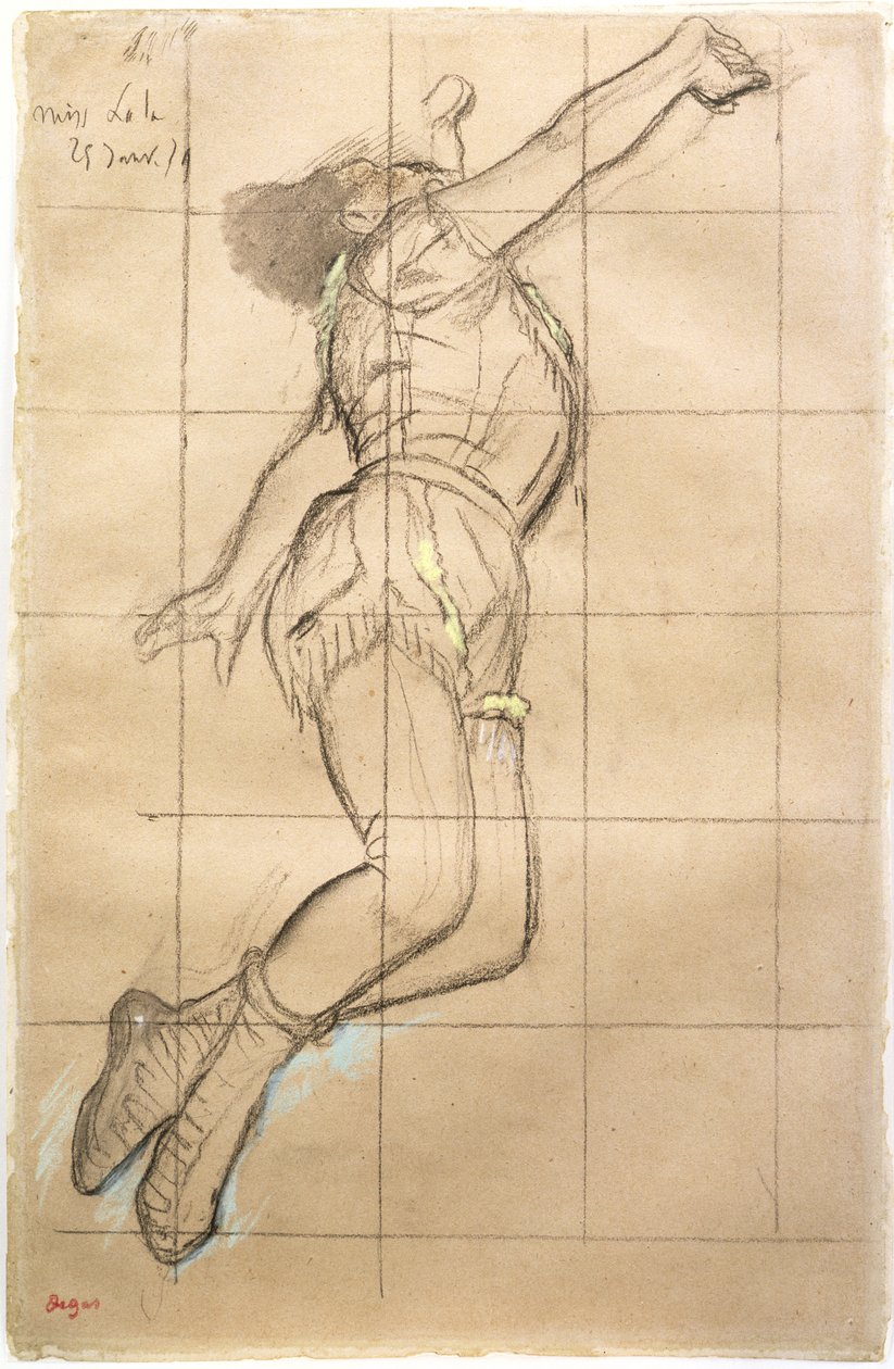 Frøken La La ved Cirque Fernando, 1879 (svart kritt og pastell på papir) av Edgar Degas