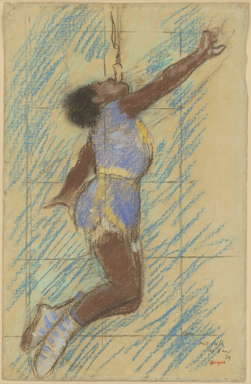 Frøken Lala ved Fernando Circus, 1879 (pastell på falmet blått papir) av Edgar Degas
