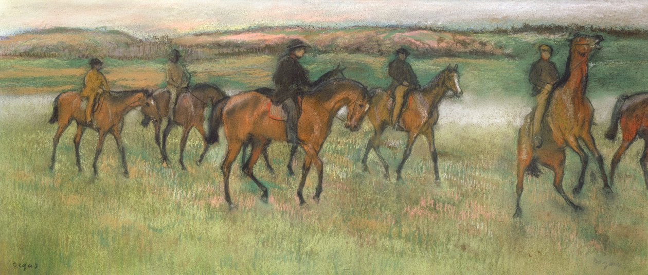 Veddeløpshester (pastell) av Edgar Degas