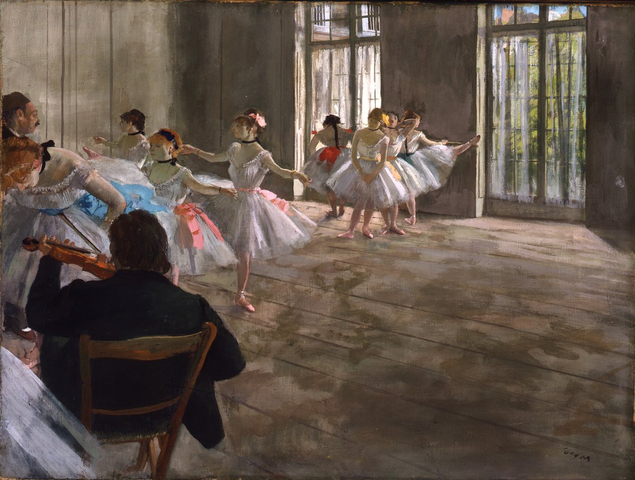 Repetition au Foyer, ca. 1875 (tempera på lerret) av Edgar Degas