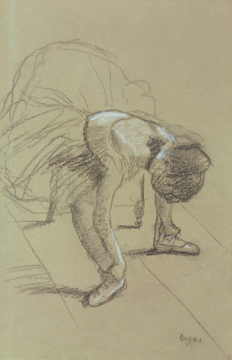 Sittende danser som justerer skoene sine, ca. 1890 (kull og pastell på papir) av Edgar Degas