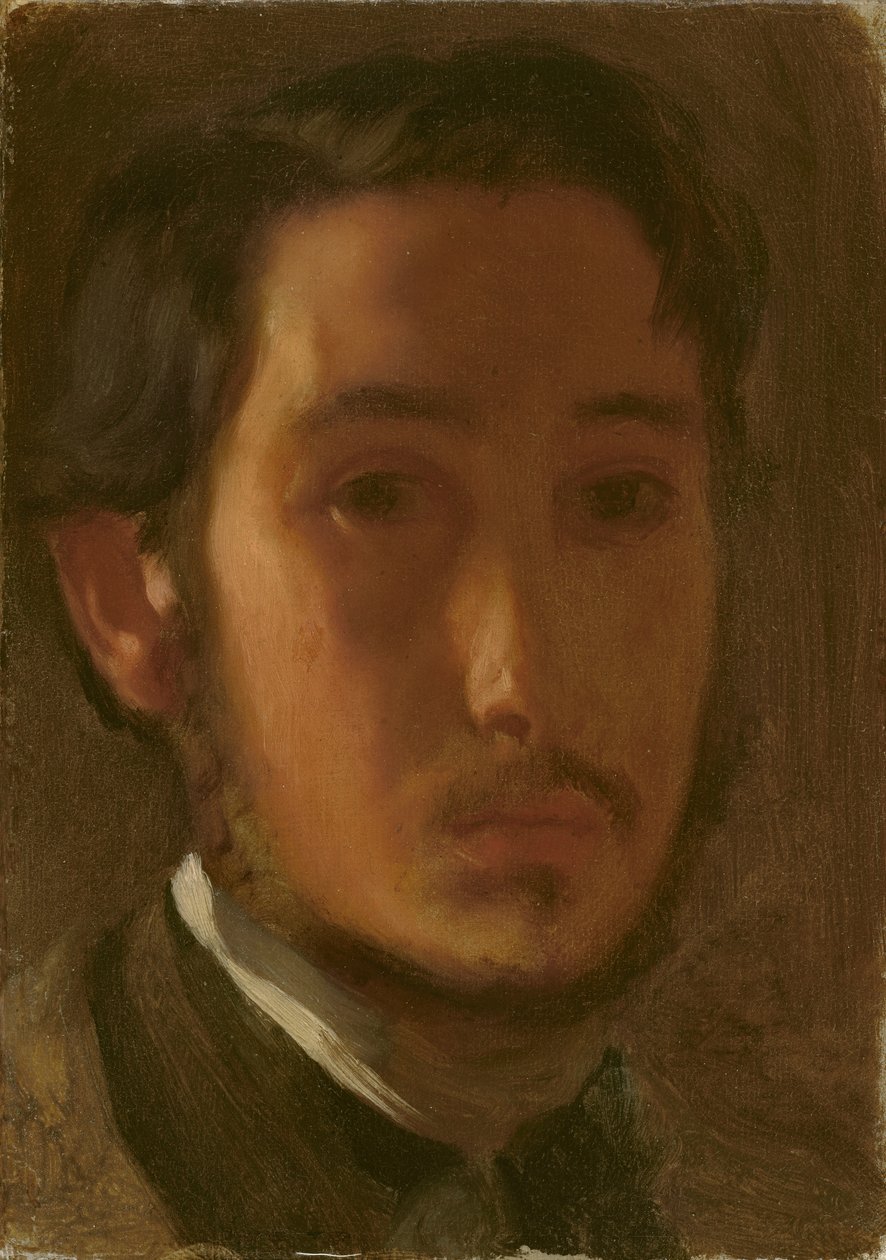 Selvportrett med hvit krage, ca. 1857 (olje på papir på lerret) av Edgar Degas
