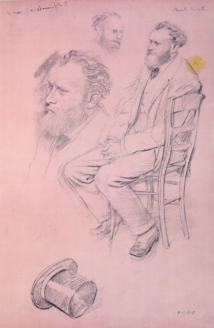 Study for a Portrait of Edouard Manet (1832-1883) 1864-66 (blyant på tonet papir) av Edgar Degas