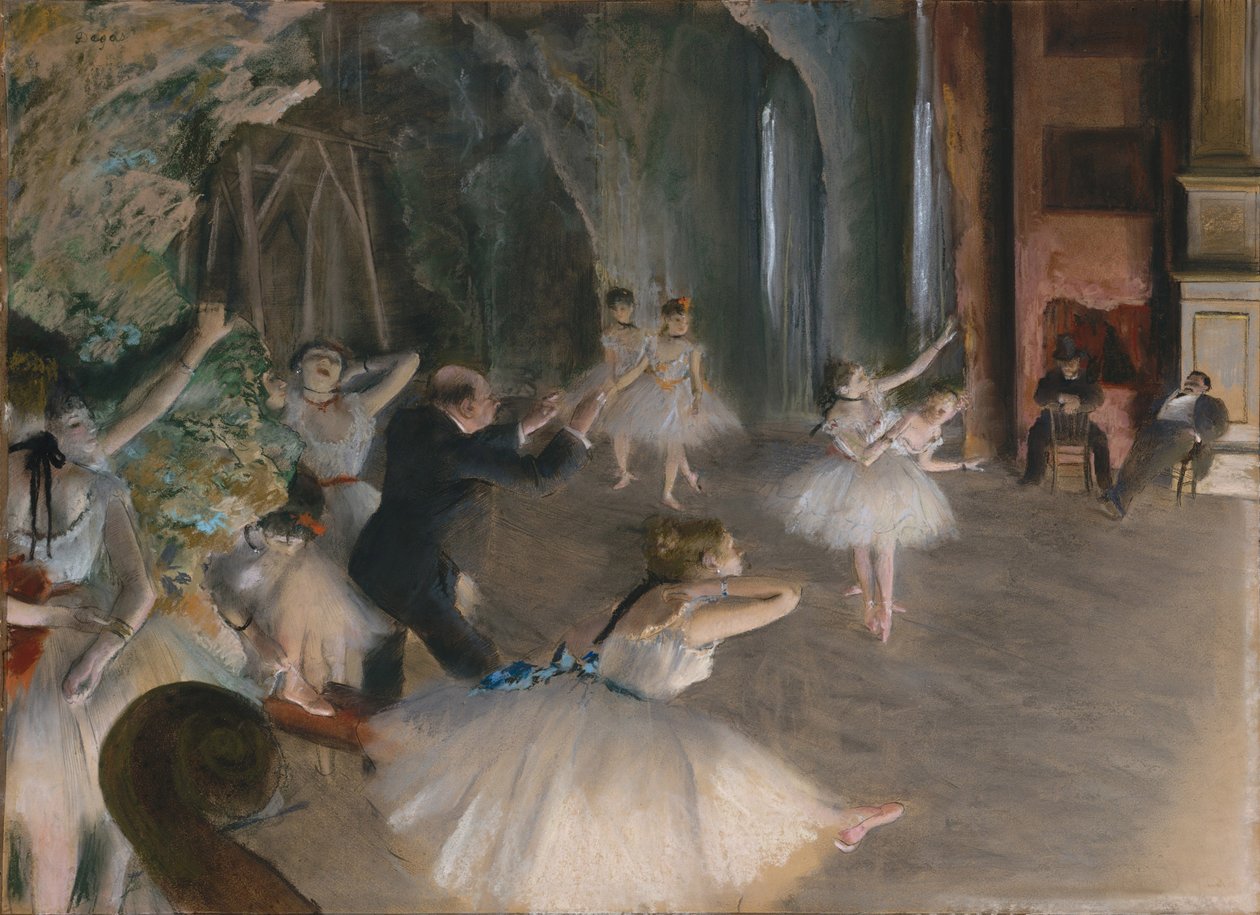 The Repetition of the Ballet on Scene, ca. 1878-79 (pastell på papir) av Edgar Degas