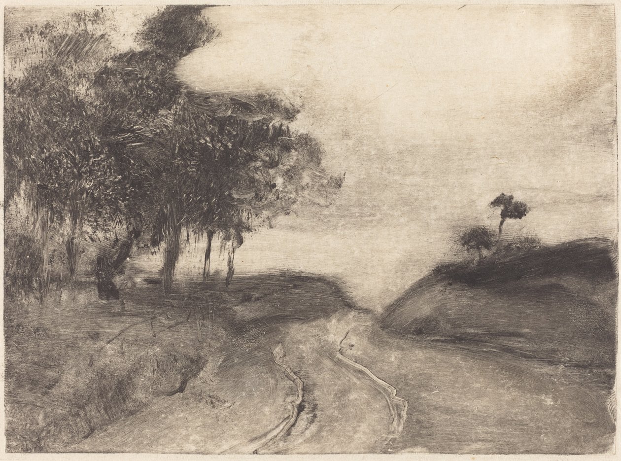The Road (La route), ca. 1878-1880 (monotype (svart blekk) på kinapapir) av Edgar Degas